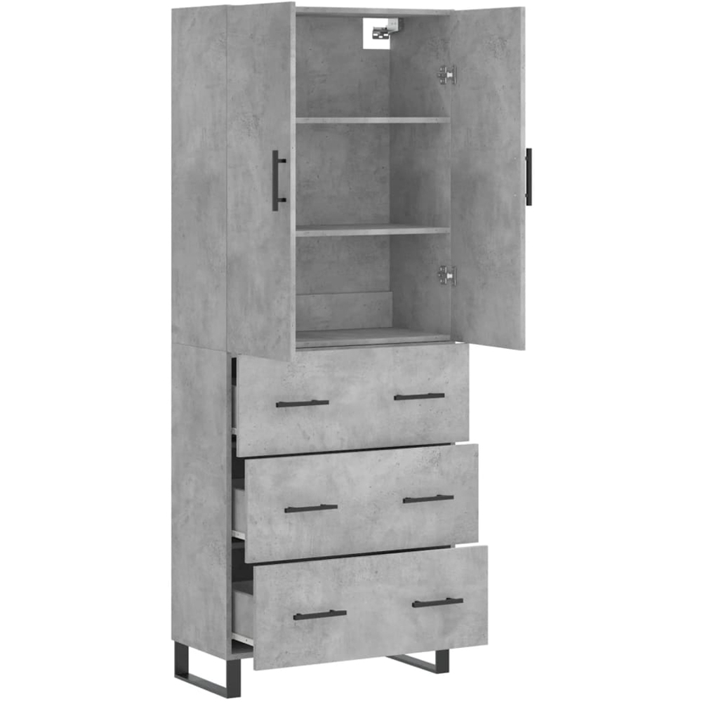 vidaXL 2 Door 3 Drawer Concrete Grey Highboard Image 4