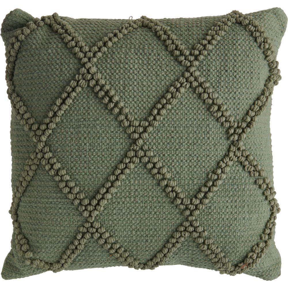 Wilko Green Tufted Cushion 43 x 43cm Wilko