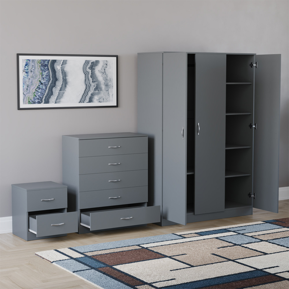 VIDA DESIGNS Riano Grey 3 Piece Bedroom Furniture Set Image 4
