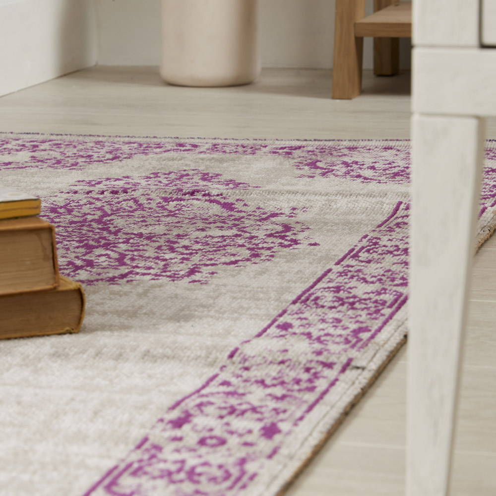 Origins Saville Grey and Raspberry Rug 67 x 200cm Wilko