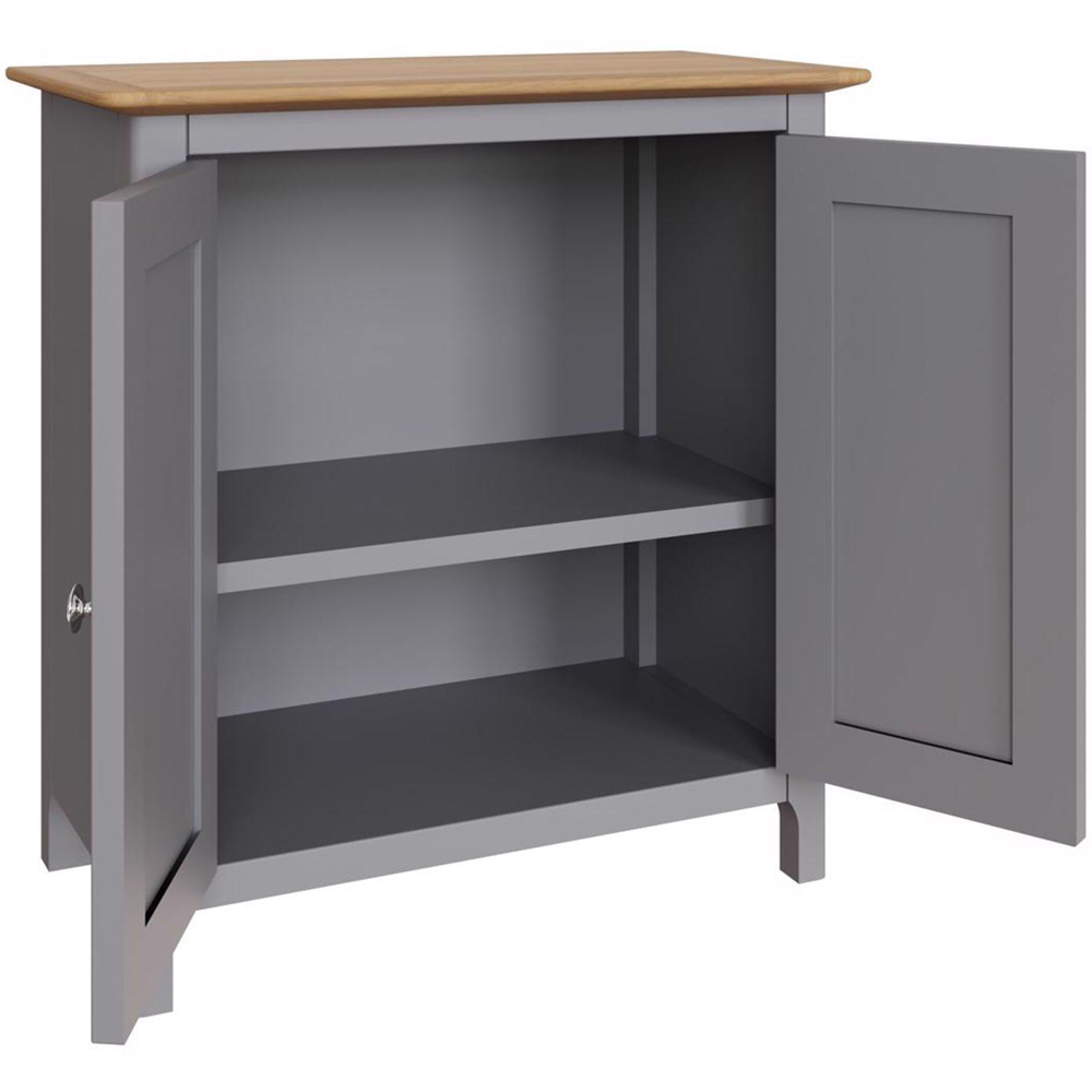 FWStyle Taberno 2 Door Dove Grey and Oak Compact Sideboard Image 4
