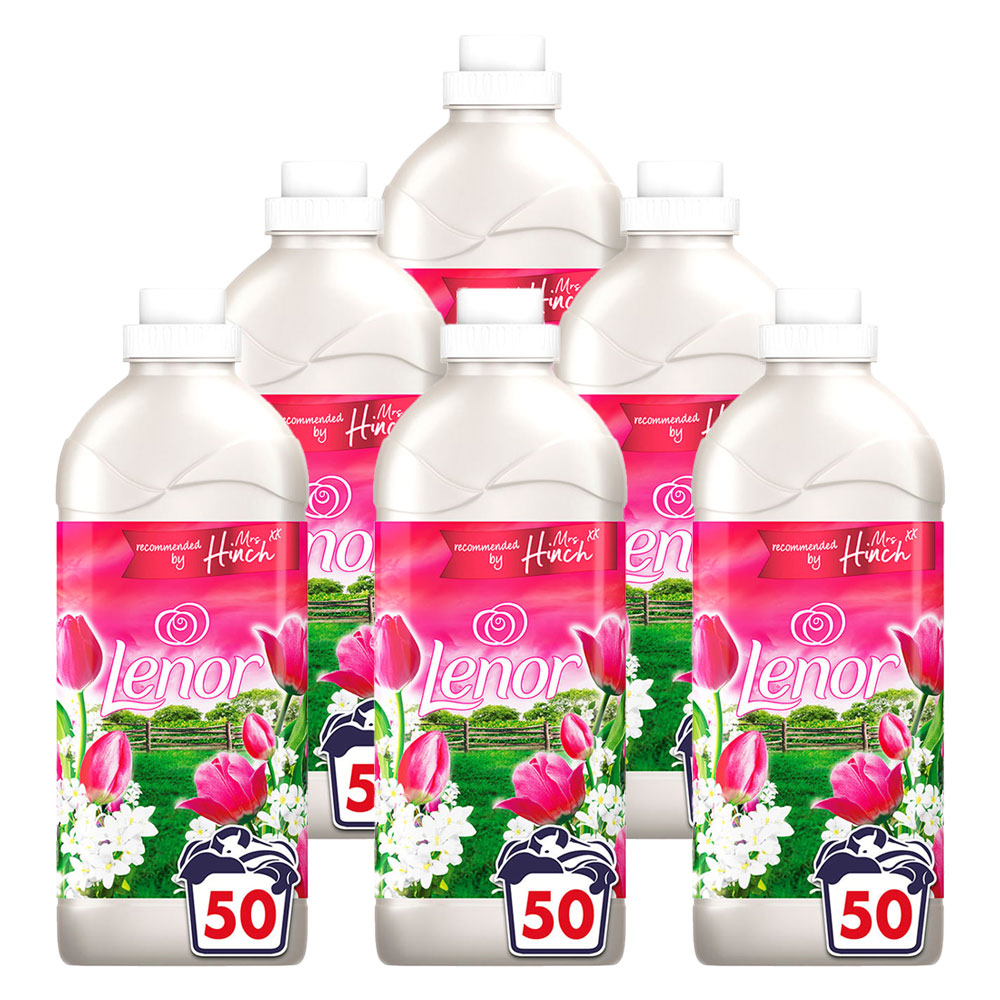 Lenor Mrs Hinch Pink Tulips and White Jasmine Fabric Conditioner 50 Washes Case of 6 x 1.75L Image 1