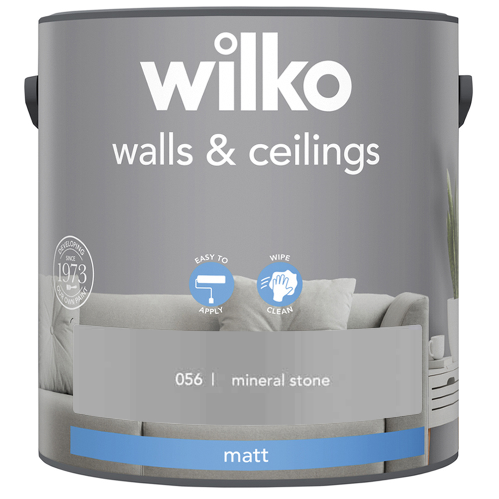 Wilko Walls & Ceilings Mineral Stone Matt Emulsion Paint 2.5L Image 2