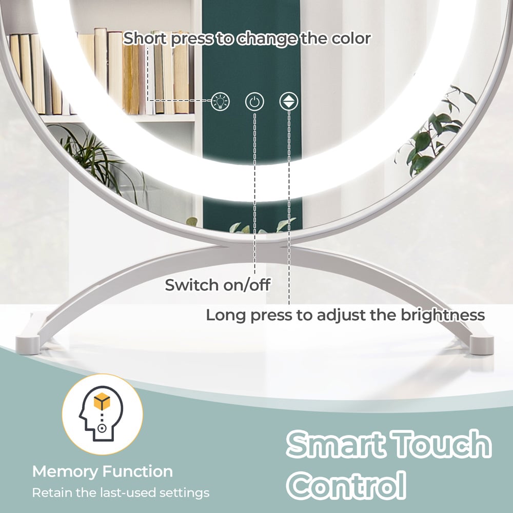 Costway White LED Smart Touch Makeup Vanity Mirror 30cm Image 5