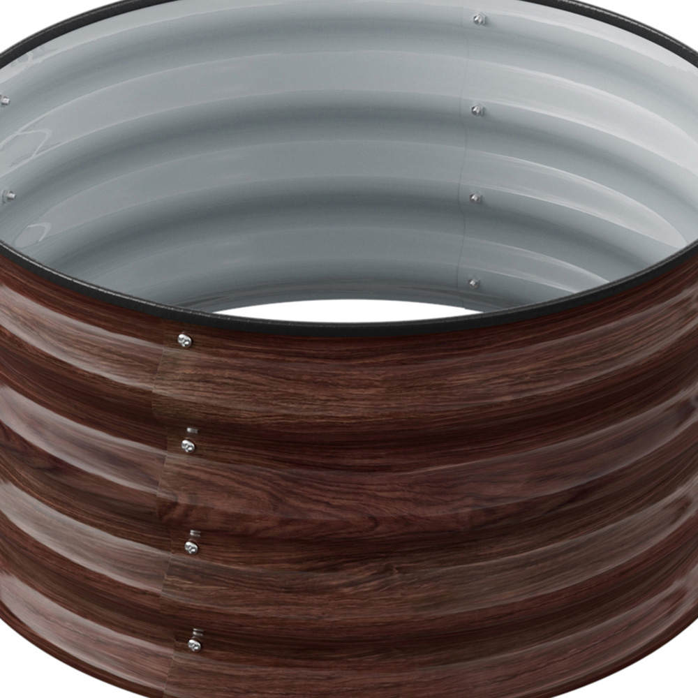Living and Home Brown Round Metal Raised Garden Bed with Open Bottom 60 x 30cm Image 4