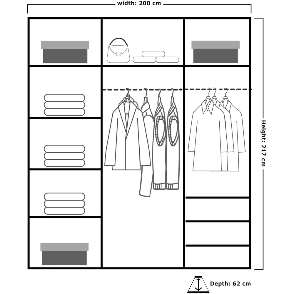 M N Furniture Modern 2 Door Black Mirrored Sliding Wardrobe 200cm Image 6