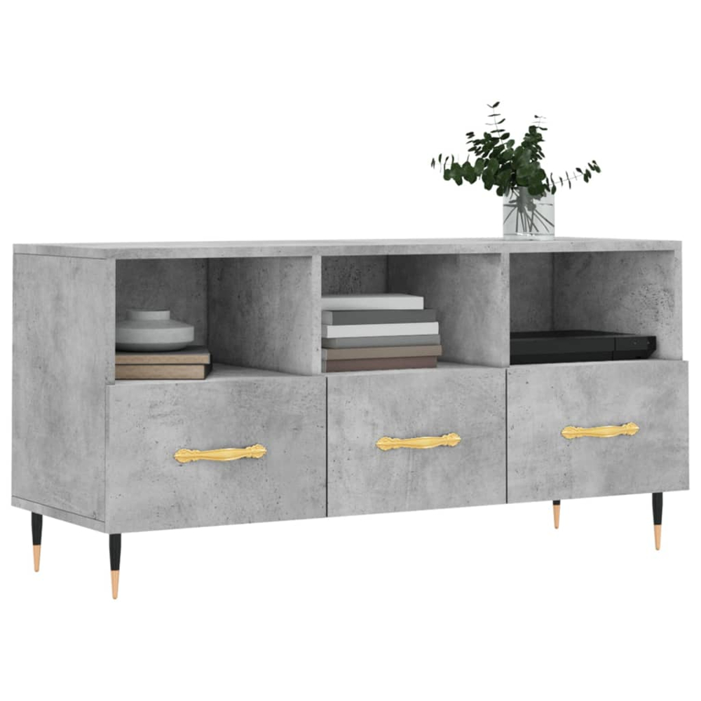 vidaXL 3 Drawer 3 Shelf Concrete Grey TV Cabinet Image 3