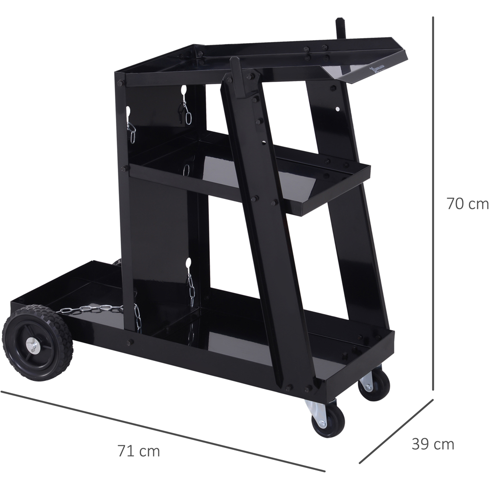 DURHAND 3 Tier Black Welding Cart Welder Trolley with Wheels 50kg Image 9