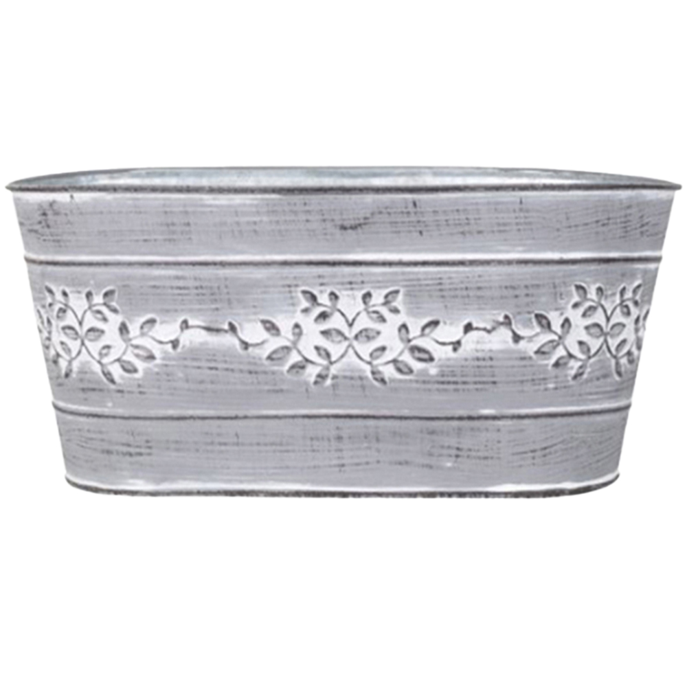 YouGarden Zinc Leafy Vine Tin Troughs 26.5cm 2 Pack Image 2