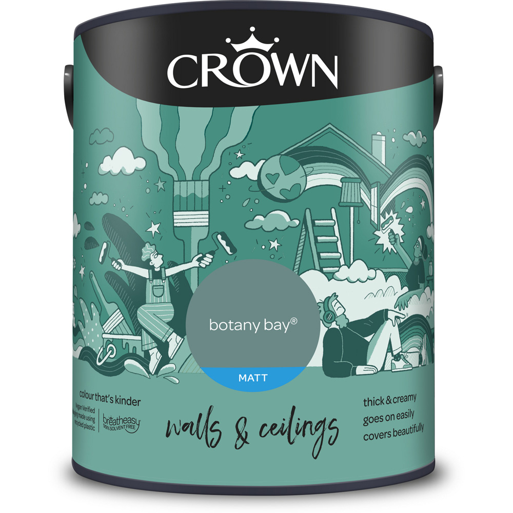 Crown Walls and Ceilings Botany Bay Matt Emulsion Paint 5L Image 2
