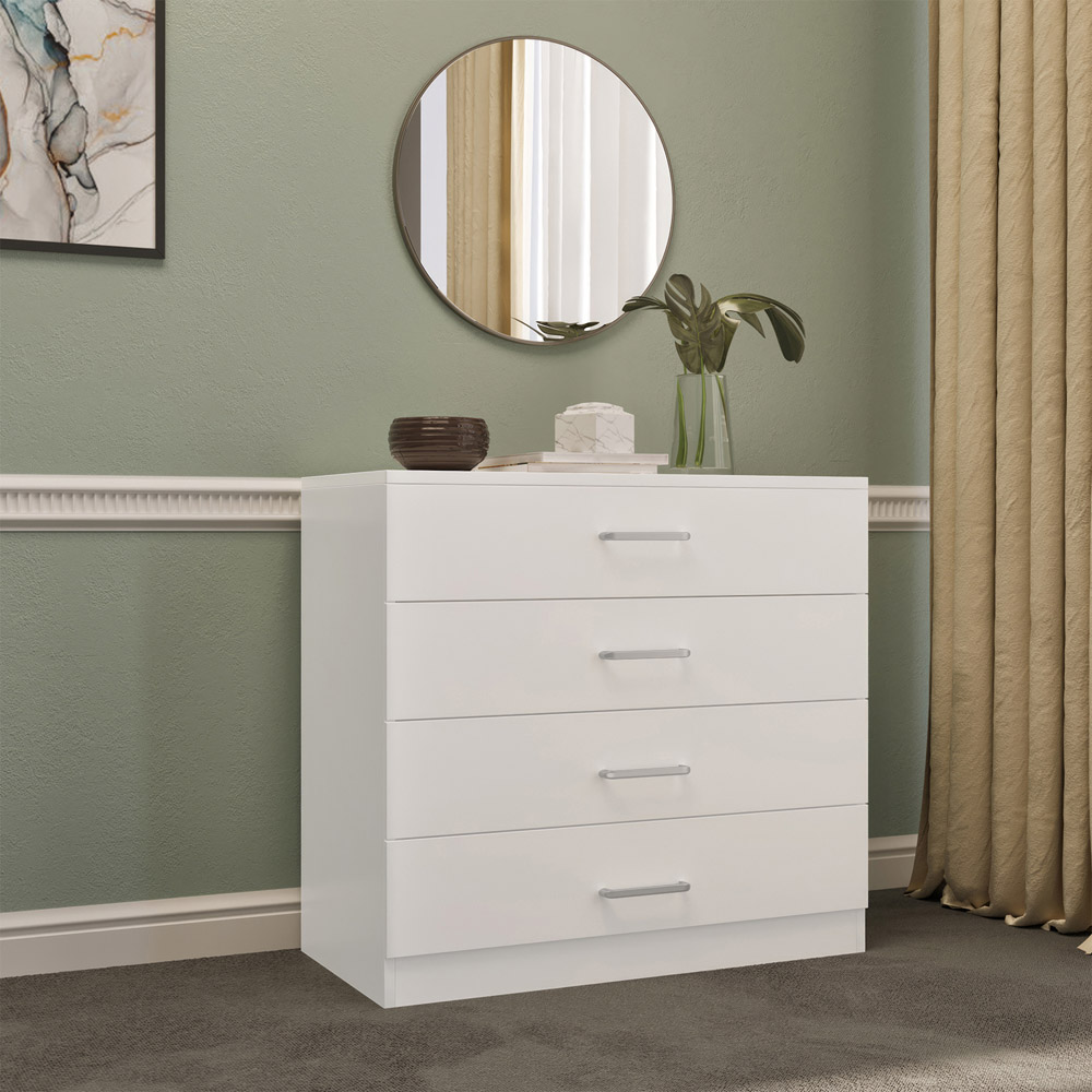 Seconique Dakota 4 Drawer White Storage Chest Image 8