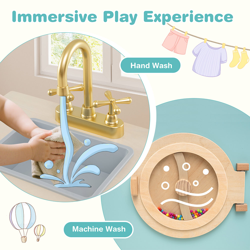 Costway Kids Blue Washing Machine Toy Play Set with Laundry Detergent Image 6