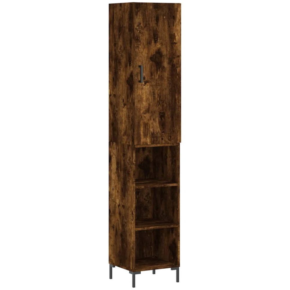 vidaXL Single Door 3 Shelf Smoked Oak Highboard Image 2