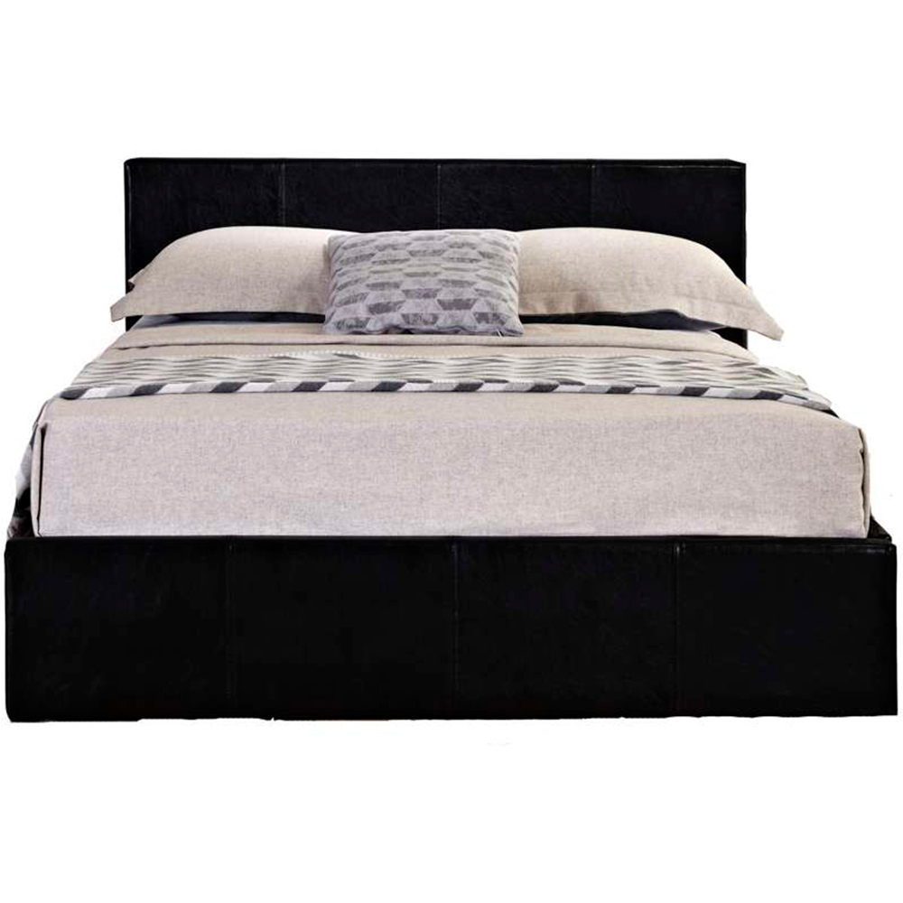 Berlin Double Black Faux Leather Ottoman Bed Image 2