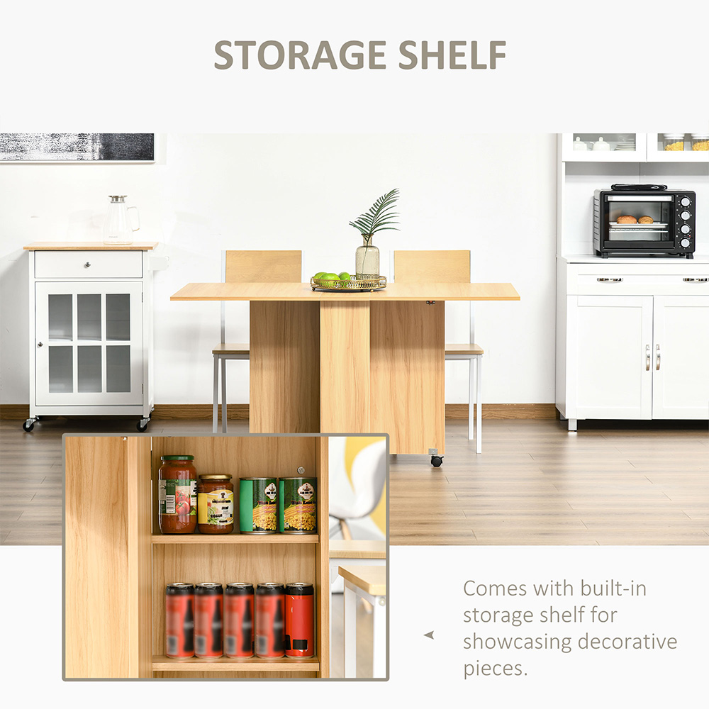 HOMCOM 6 Seater Foldable Dining Table with Storage Shelf Image 7
