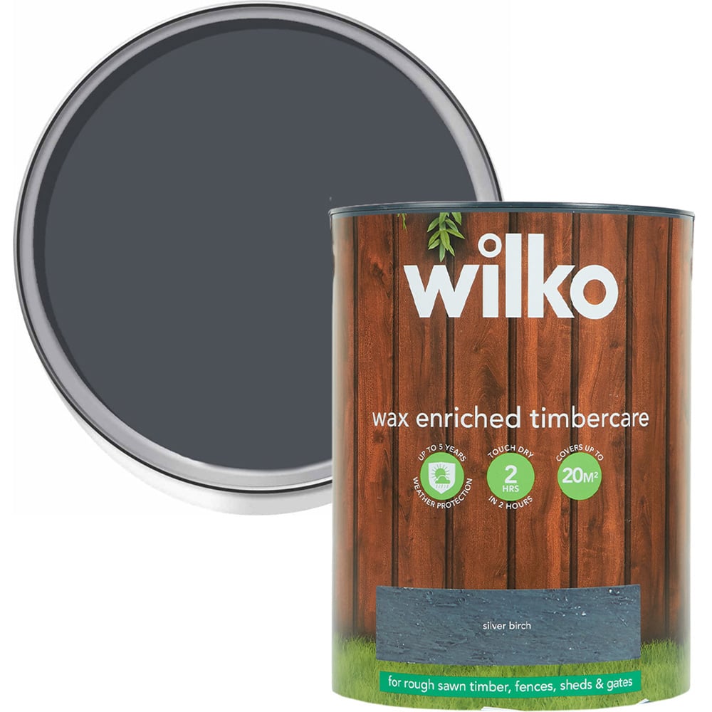 Wilko Wax Enriched Timbercare Silver Birch Wood Paint 5L Image 1