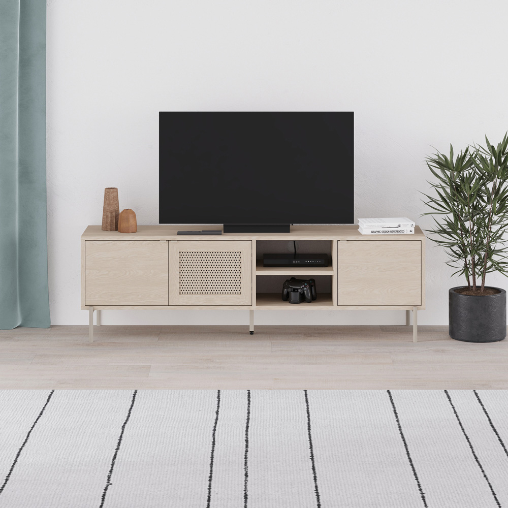 Decortie New Inca 3 Door 2 Shelf Pusula Sandstone Metal TV Unit Image 5