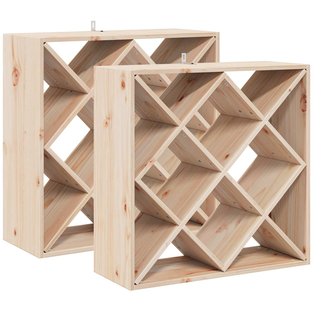 vidaXL 12 Shelf Brown Freestanding Wine Rack Set of 2 Image 4