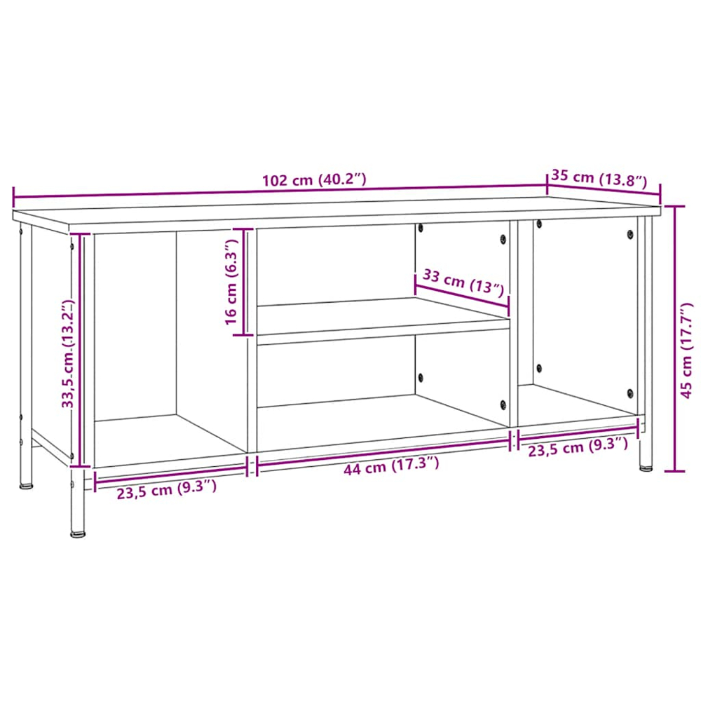 vidaXL 4 Shelf Grey Sonoma TV Cabinet Image 9