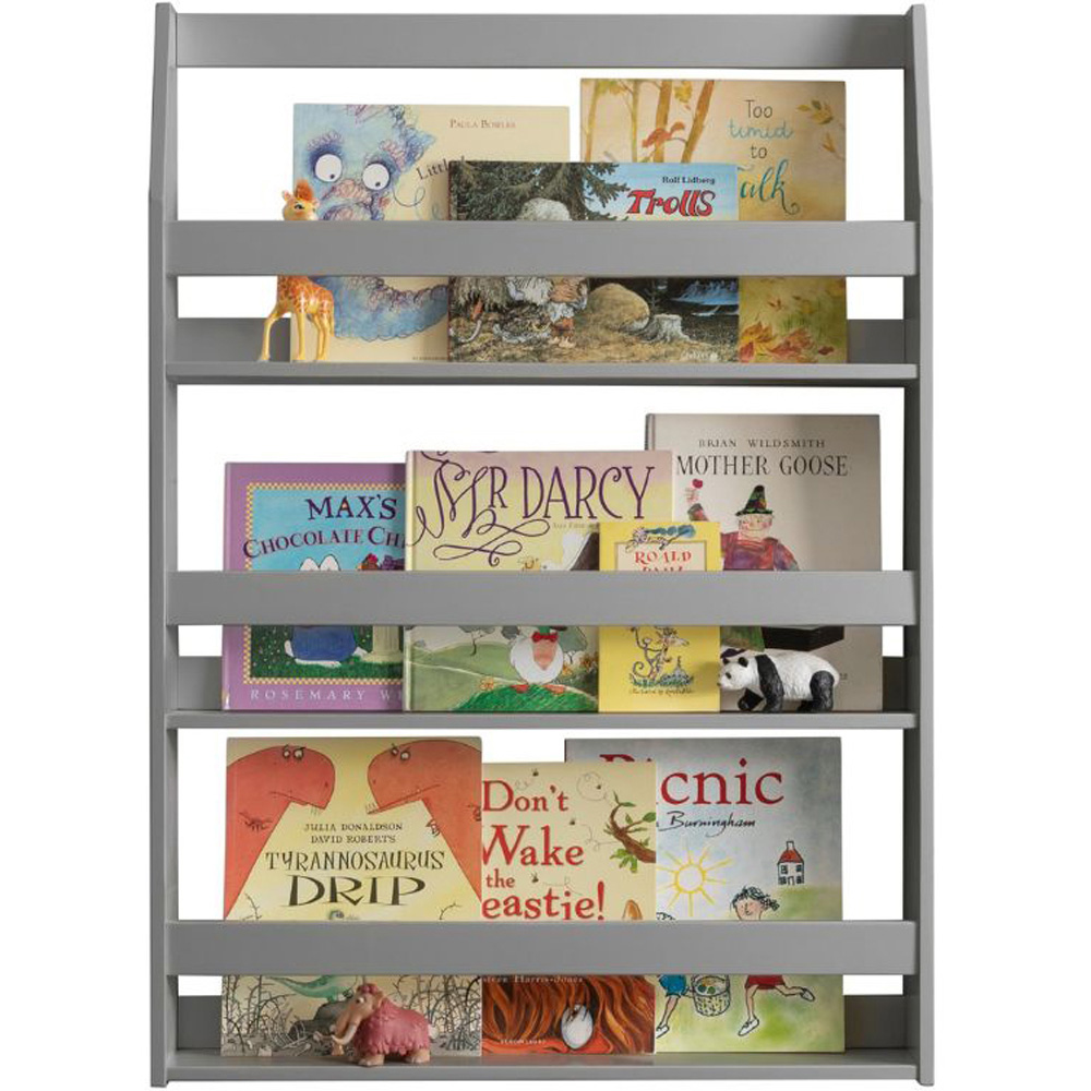 Noa and Nani Hakan 3 Shelf Silk Grey Wall Mounted Bookcase Image 2