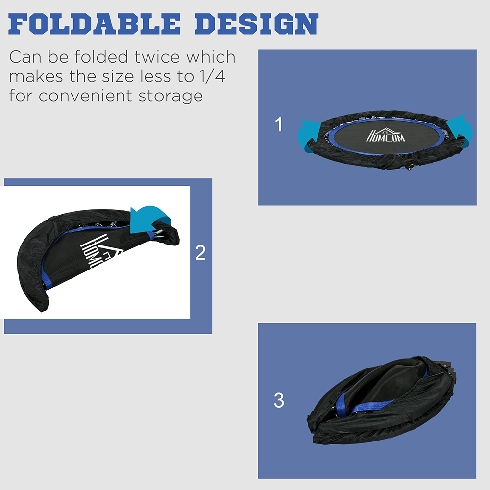 HOMCOM 3ft Blue Mini Foldable Fitness Trampoline Image 4