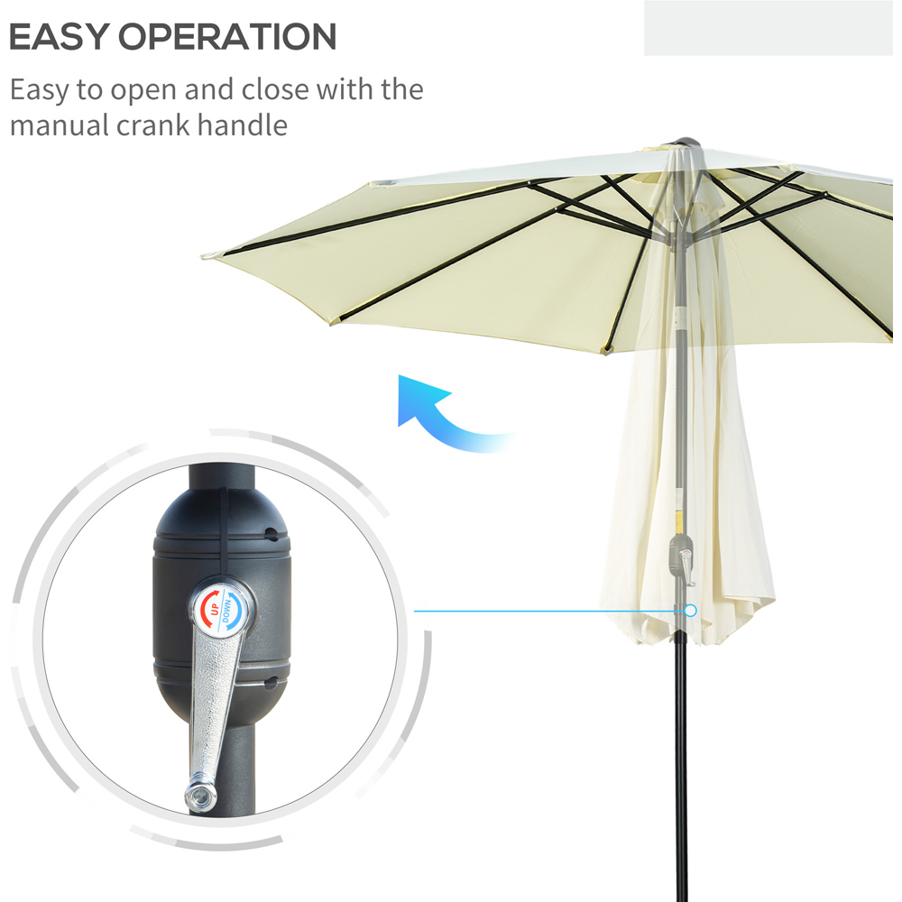 Outsunny Beige Crank and Tilt Parasol 3m Image 5