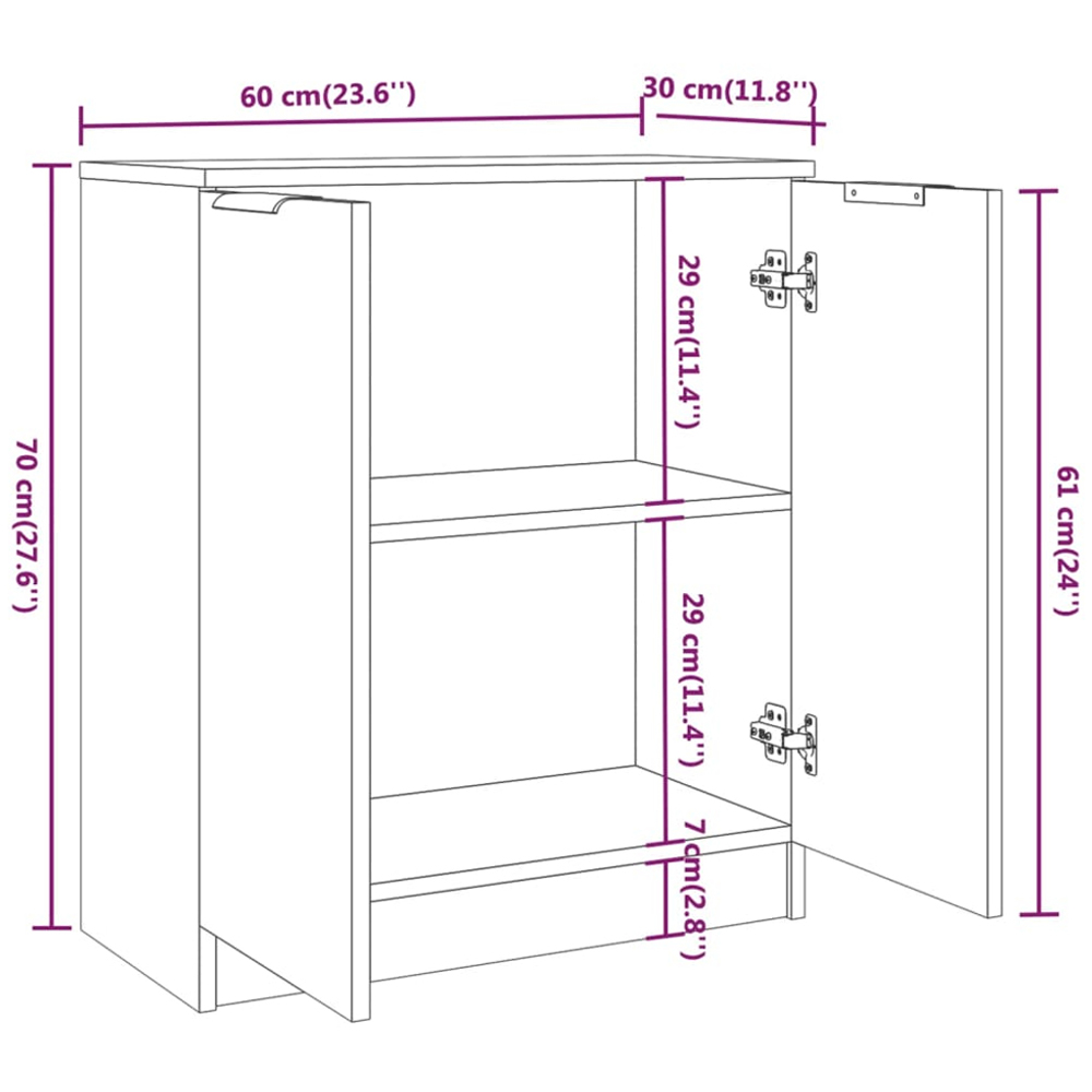 vidaXL 2 Door Smoked Oak Sideboard Image 8
