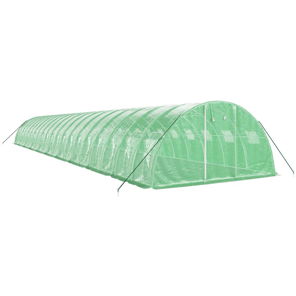 vidaXL Green Polyethylene Galvanised Steel Frame 65.6 x 13.1ft Greenhouse Image 2