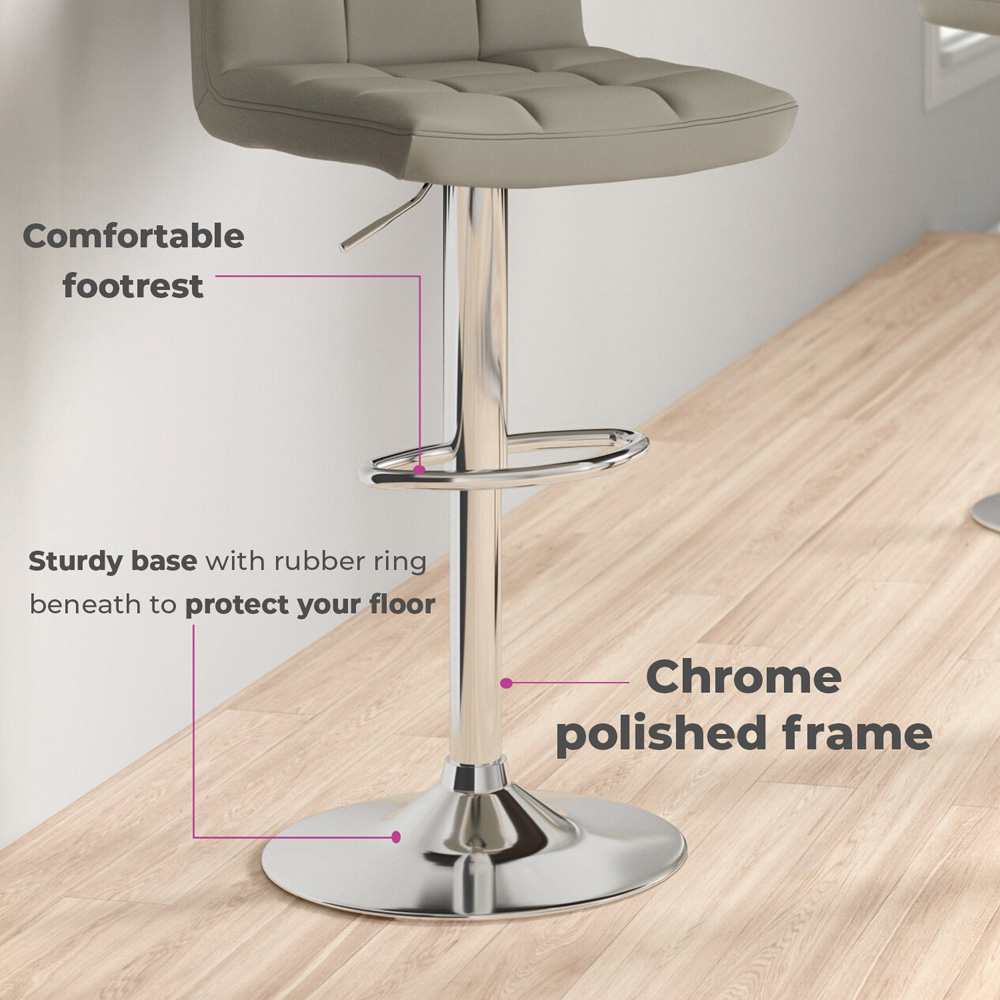 Neo Grey and Chrome Faux Leather Swivel Bar Stool Set of 2 Image 7