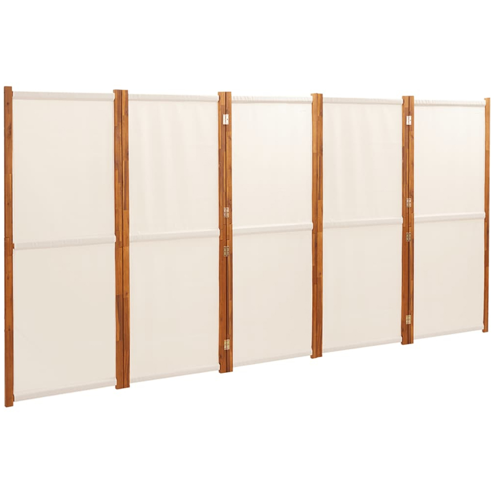 vidaXL Cream White 5 Panel Room Divider 350 x 180cm Image 2