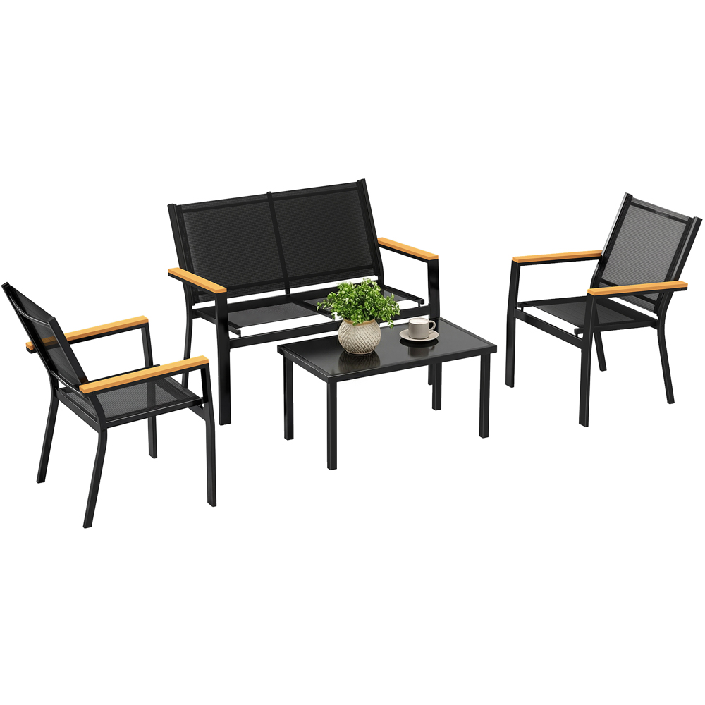 Outsunny 4 Seater Black Garden Sofa Lounge Set Image 2