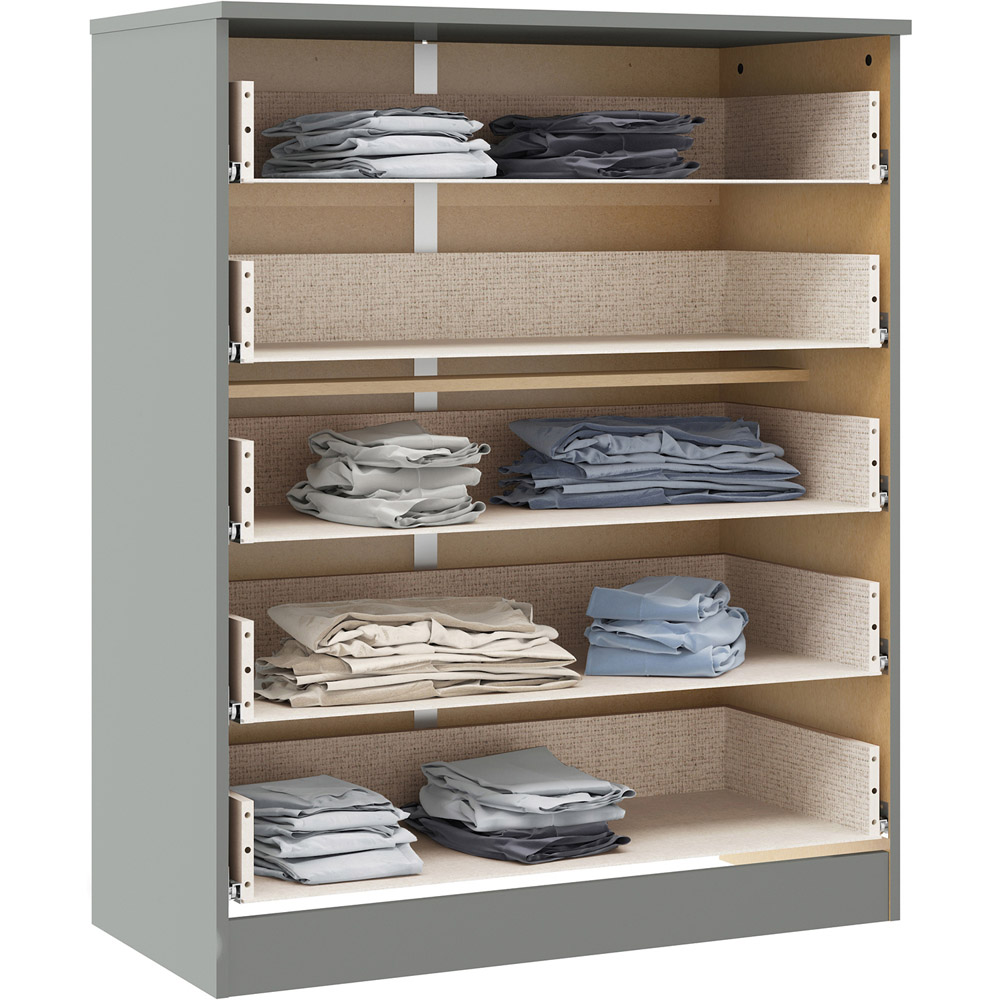 Seconique Denver 5 Drawer Grey Gloss Storage Chest Image 5