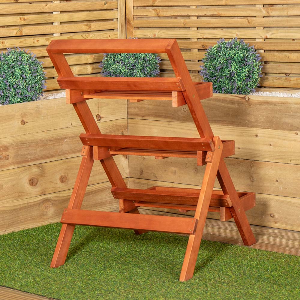 Samuel Alexander 3 Shelf Wooden Foldable Plant Display Stand Image 3