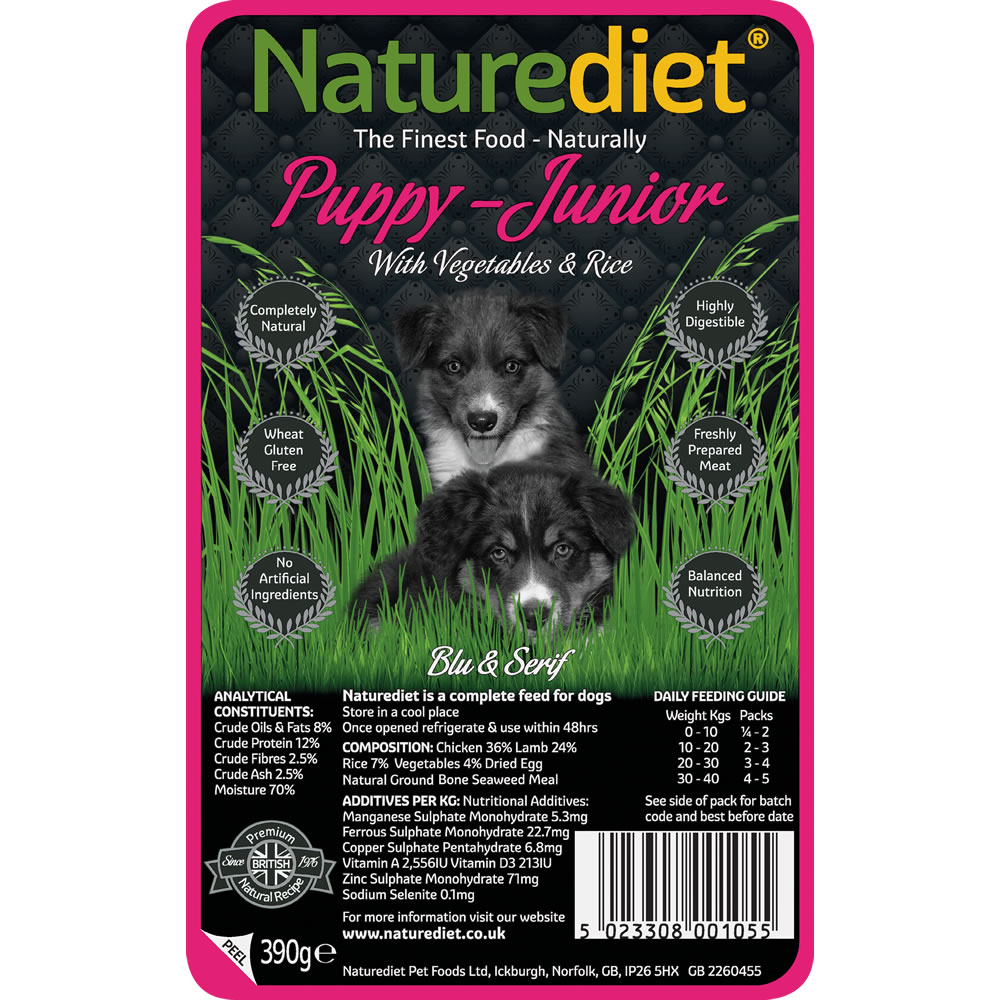 Naturediet Vegetables and Rice Puppy Food Tray 390g Image