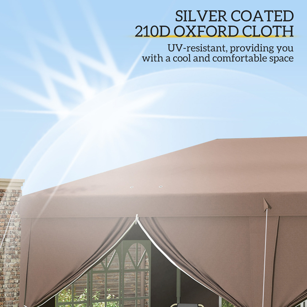 Outsunny 3 x 6m Brown Pop Up Gazebo with Sides Image 5