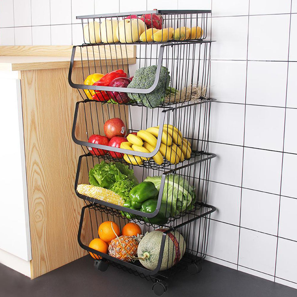 Living and Home 5 Tier Stackable Rolling Trolley Rack Image 4