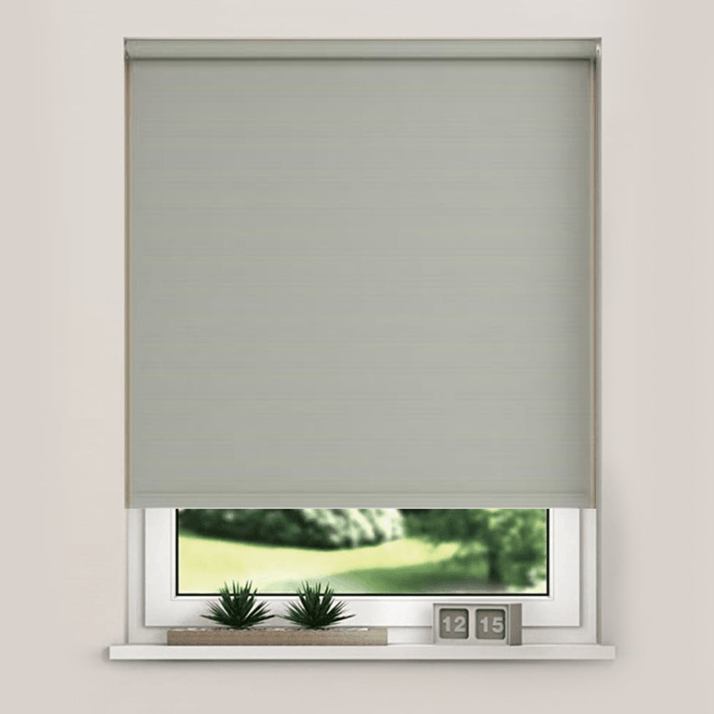 New Edge Blinds Blackout Roller Blinds Light Grey 105cm Image 1