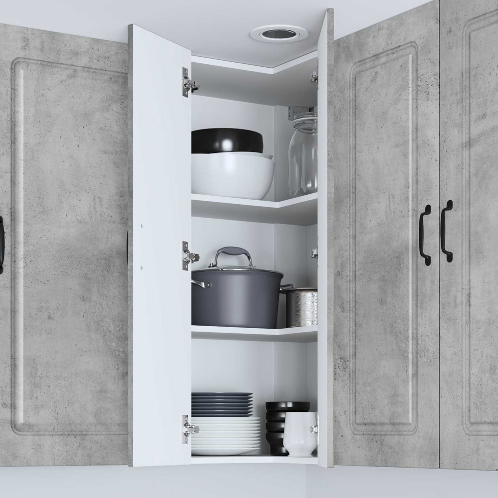 vidaXL 2 Door Concrete Grey Kitchen Wall Corner Cabinet Image 9