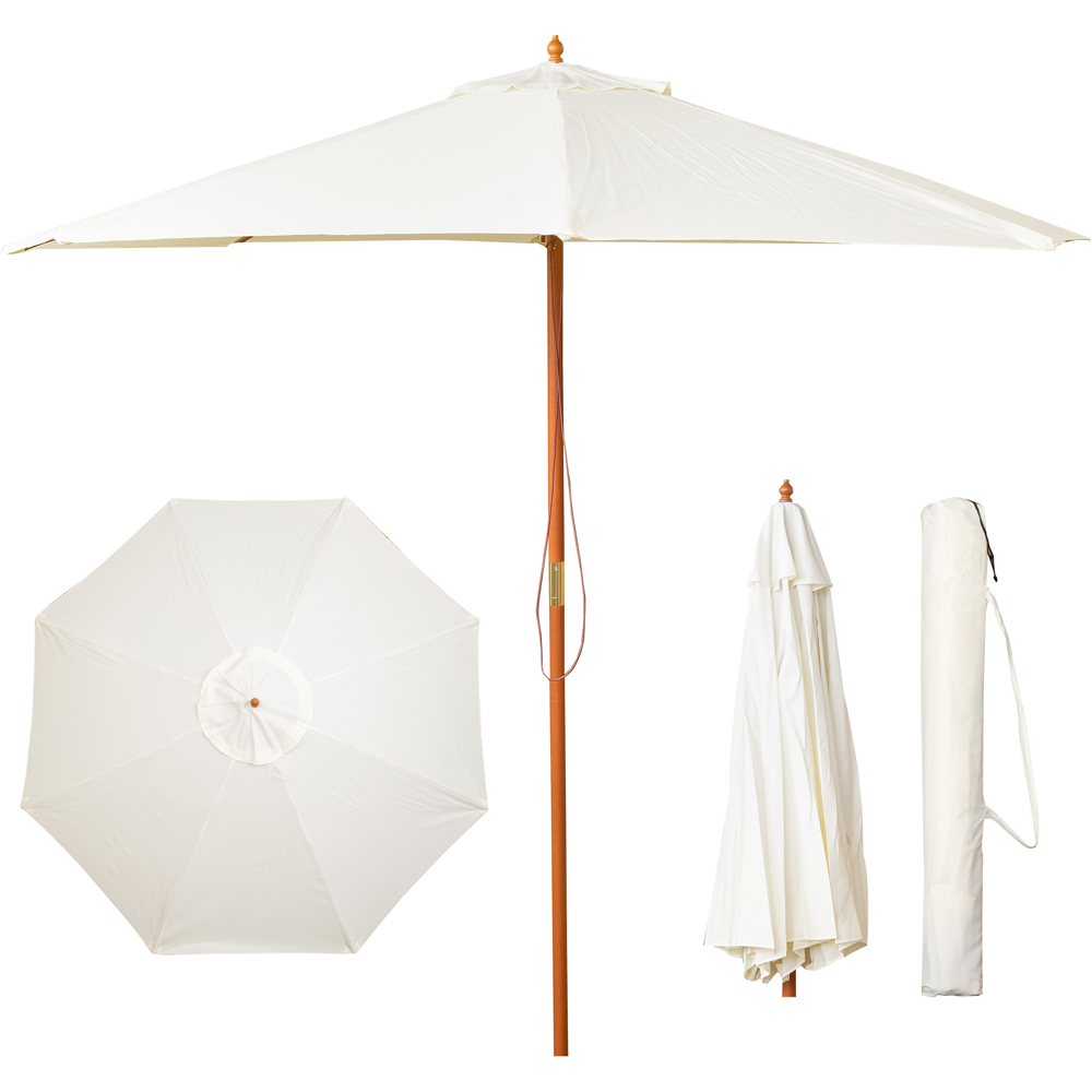 Samuel Alexander Cream Wooden Garden Sun Shade Parasol with Carry Bag 2.7m Image 3