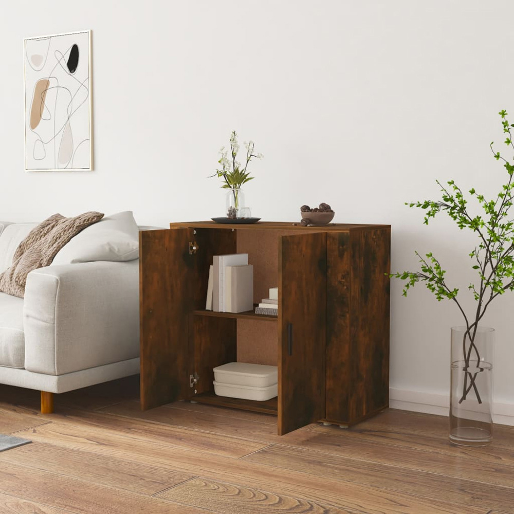 vidaXL 2 Door Smoked Oak Small Sideboard Image 5