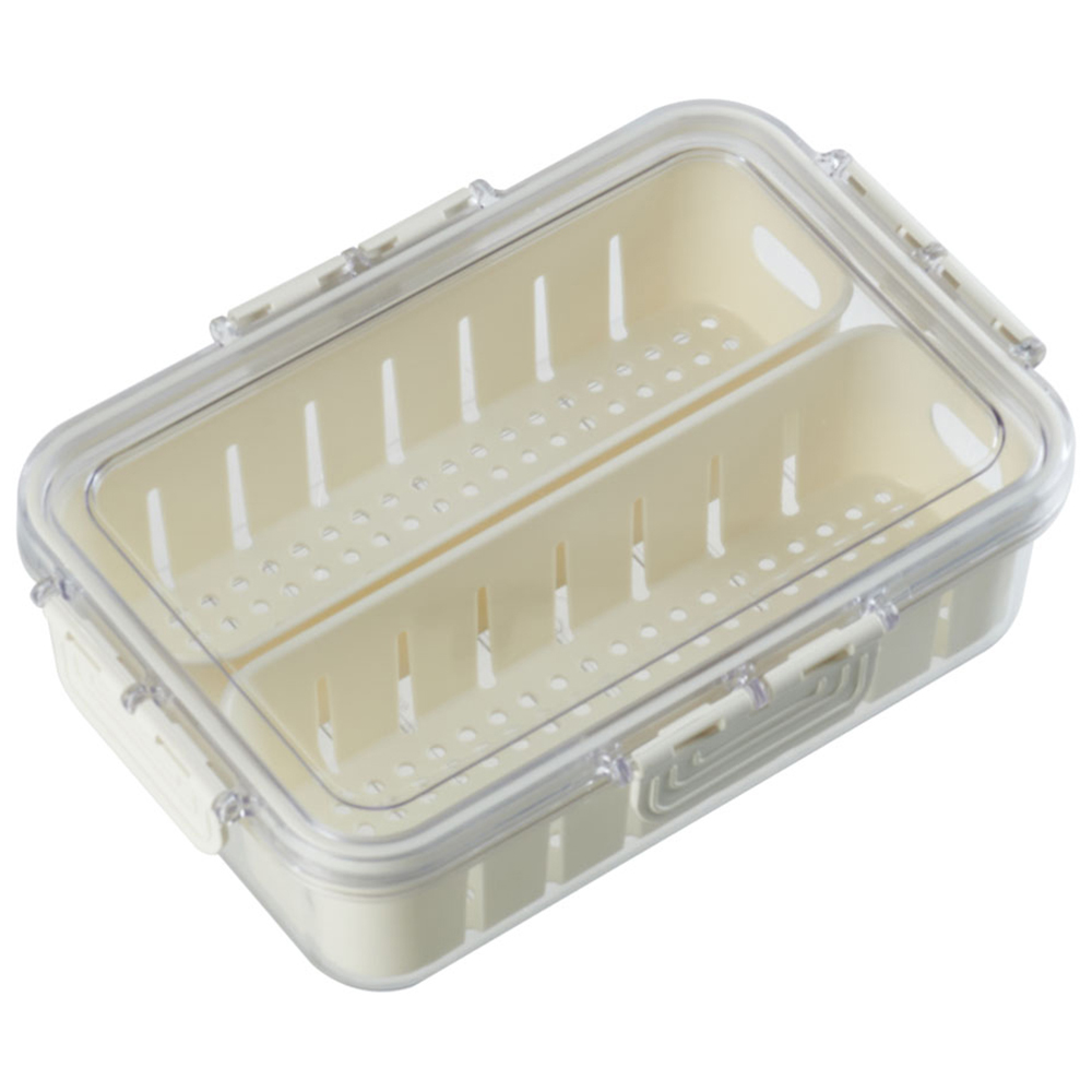 H&O Direct 2 Compartments Fridge Food Storage Container Bin with Lid Image 1