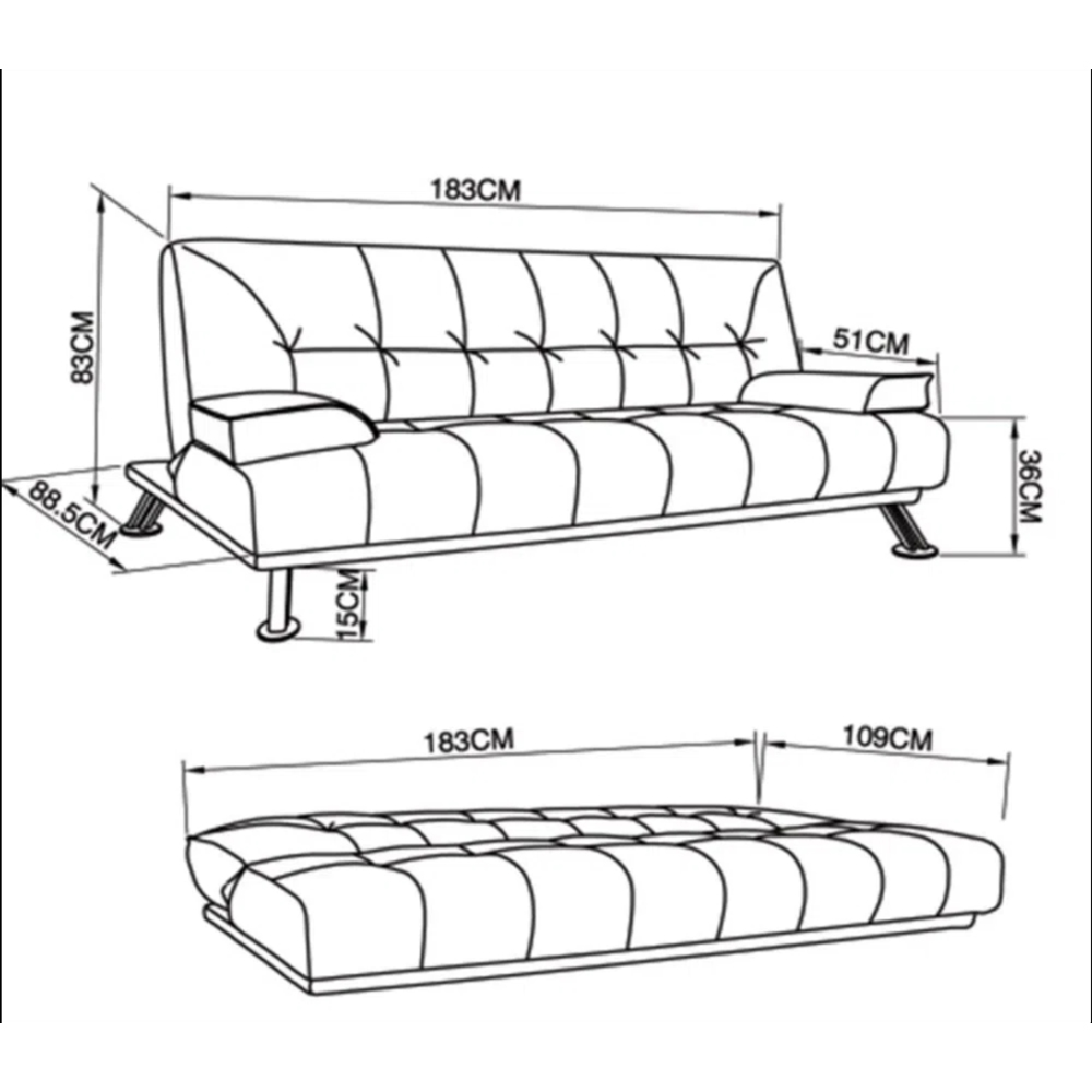 Indoor Living Jace 3 Seater Black Leather Sofa Bed Image 8