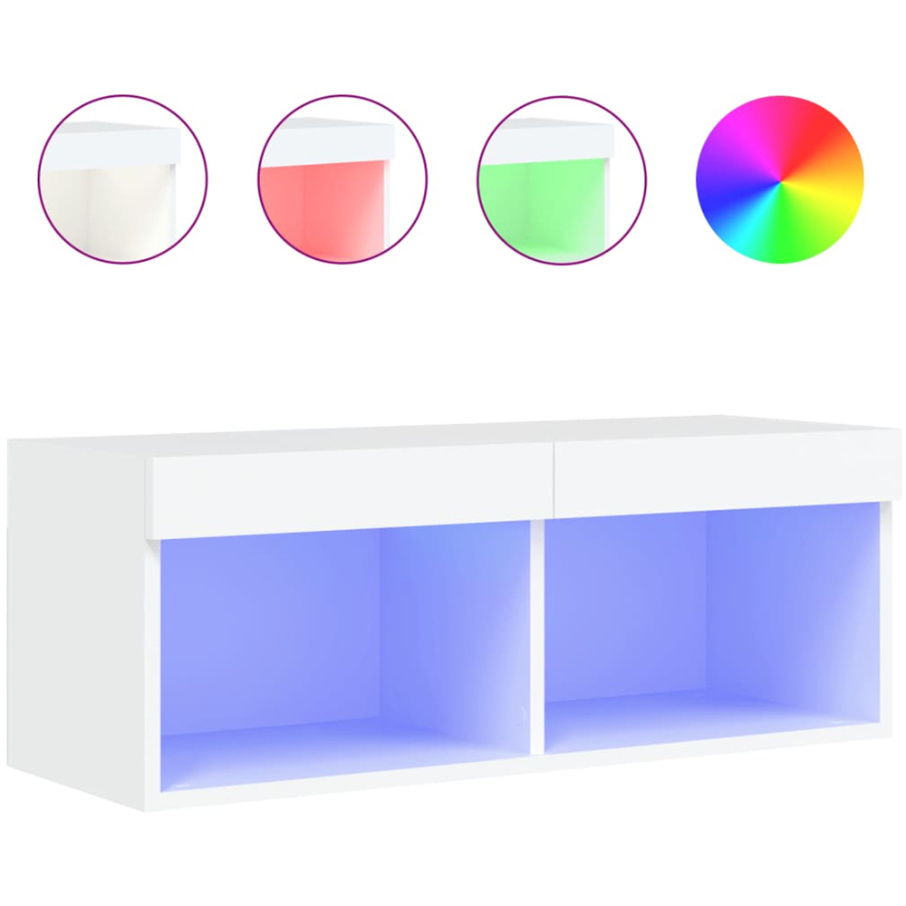 vidaXL 2 Shelf White Wall Mounted LED TV Cabinet Image 2