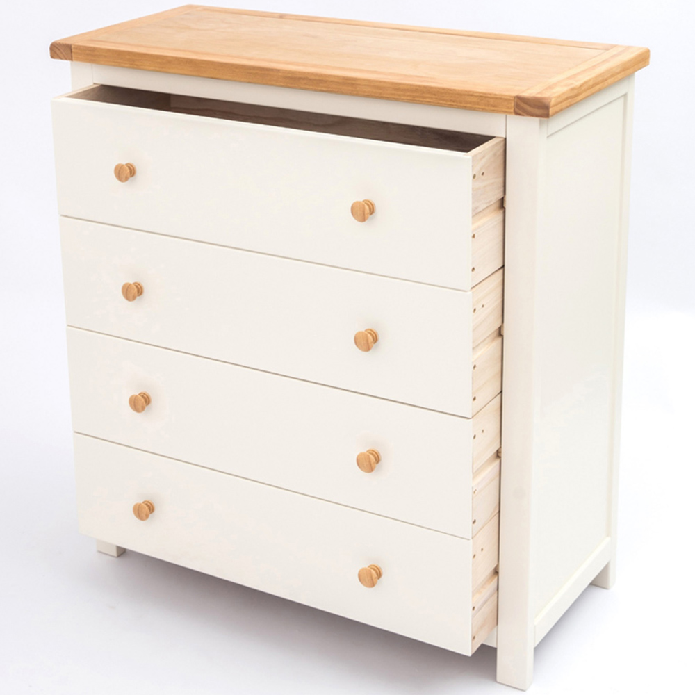 Maggiori 4 Drawer Off White Chest of Drawers with Wood Knobs Image 5