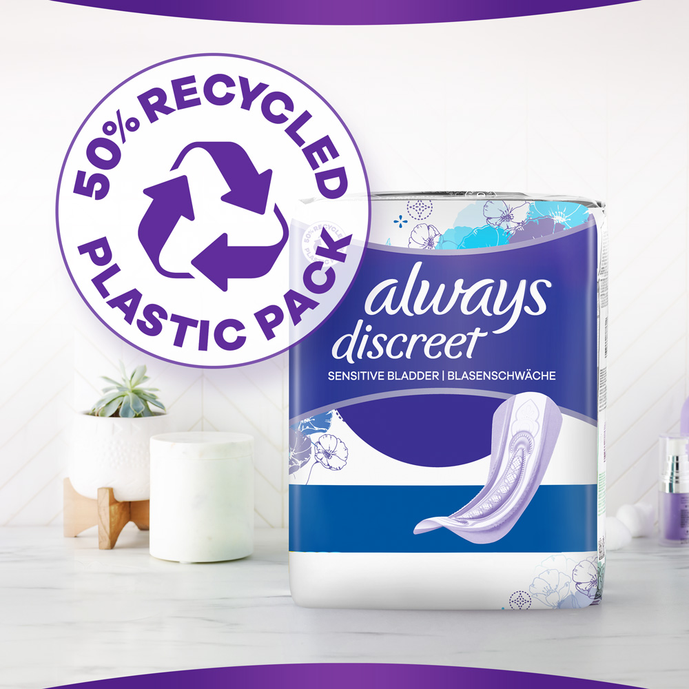 Always Discreet Extra Secure Incontinence Pads Long Plus 8 Pack Wilko
