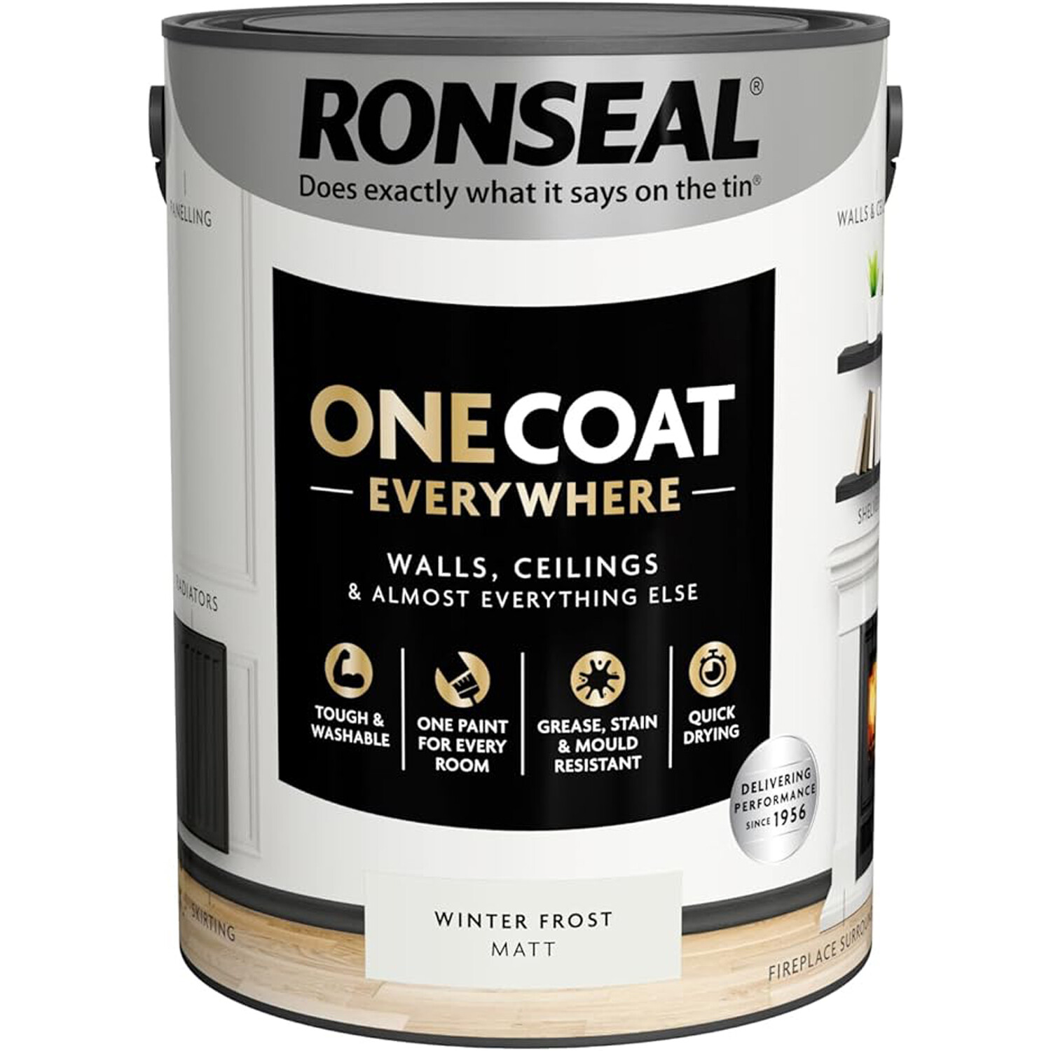 Ronseal One Coat Everywhere Interior Paint Winter Frost 5l Image 2