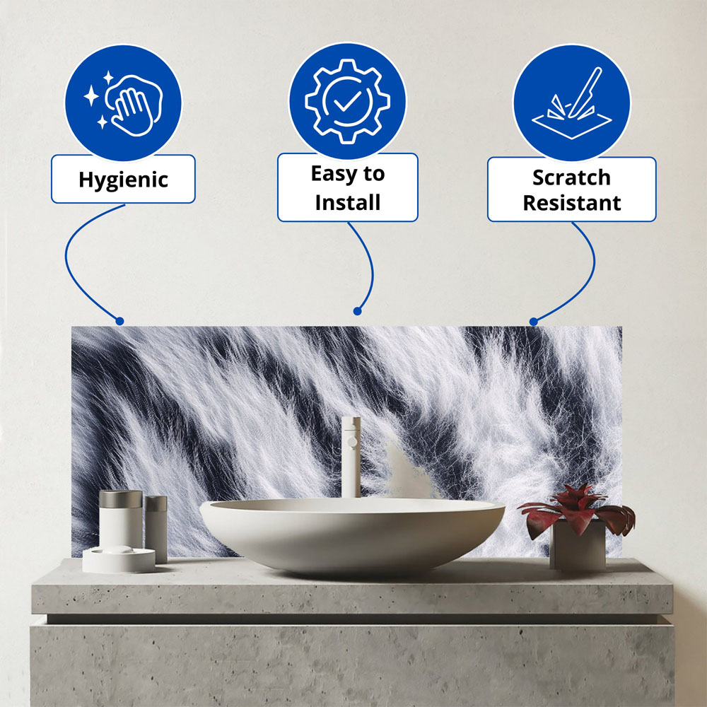 Warren Reed Designer White Tiger Fur Print Bathroom Splashback 25 x 60cm Image 3