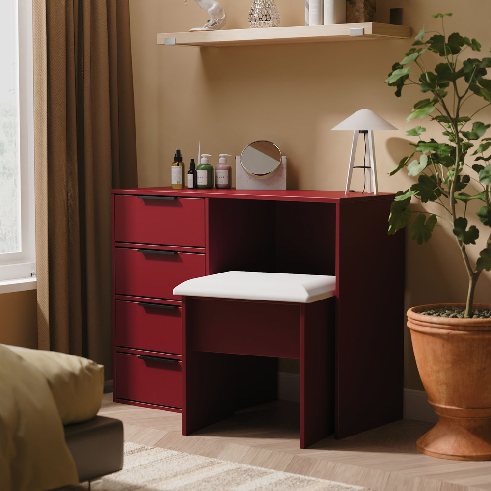 Crowndale Hong Kong 4 Drawer Red Matt Vanity Dressing Table Ready Assembled Image 7