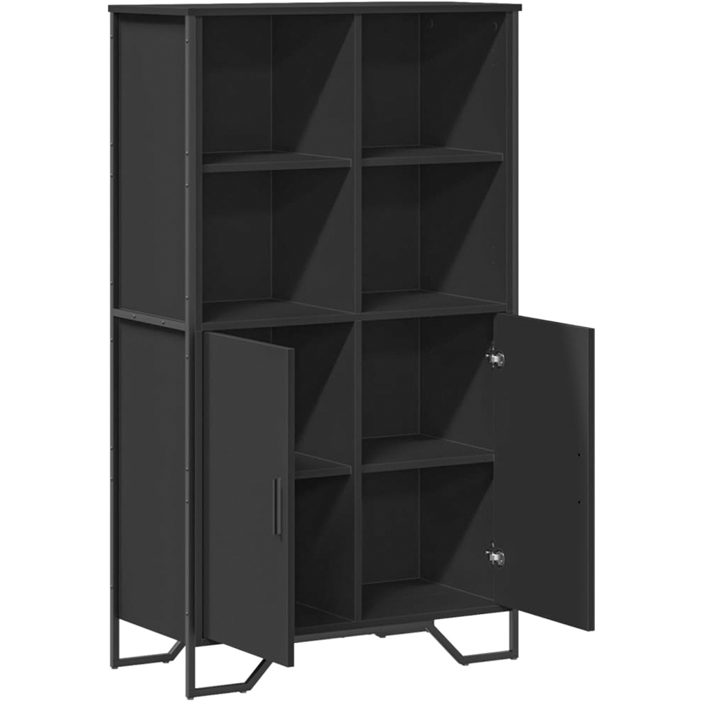 vidaXL 2 Door 4 Open Shelf Black Highboard Image 3