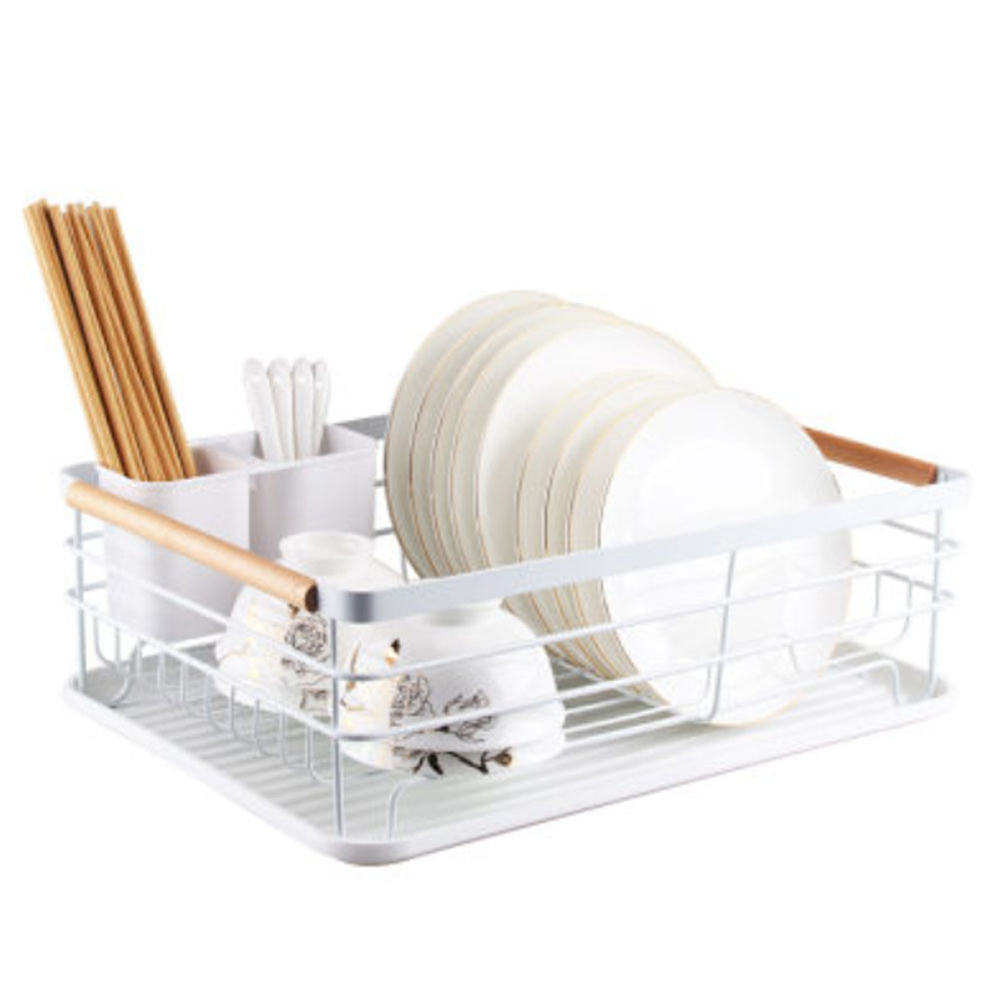 Living And Home WH0780 White Metal Dish Rack With Removable Tray Image 3